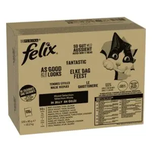 Felix kattenvoer Mixed Selection gelei 120 x 85 g – rund, kip, tonijn, zalm - Afbeelding 1