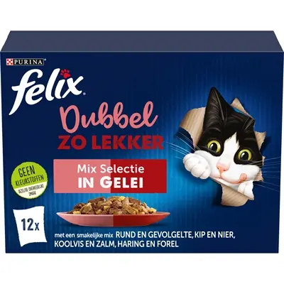 Felix kattenvoer Dubbel Zo Lekker Mix Selectie in gelei 4 x 12 x 85 g