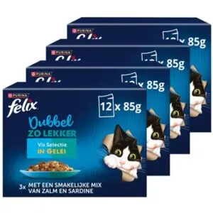 Felix kattenvoer Dubbel Zo Lekker Vis Selectie in gelei 4 x 12 x 85 g - Afbeelding 1