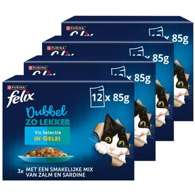 Felix kattenvoer Dubbel Zo Lekker Vis Selectie in gelei 4 x 12 x 85 g