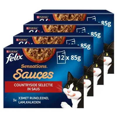 Felix kattenvoer Sensations Countryside Selectie in saus 4 x 12 x 85 g
