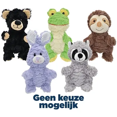 Multipet Wrinkleez knuffelspeeltje 23 cm – pluche met pieper, assorti