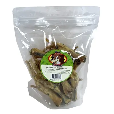 Petsnack kippenpoten bruin 200 g – gedroogde kauwsnack voor honden