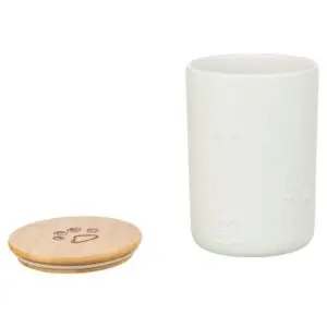 Trixie snackpot keramiek wit 13 x 13 x 19 cm – houten deksel - Afbeelding 2