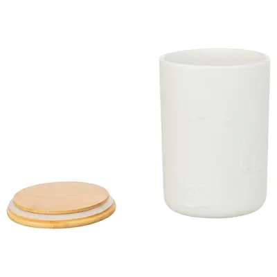 Trixie snackpot keramiek wit 13 x 13 x 19 cm – houten deksel - Afbeelding 3