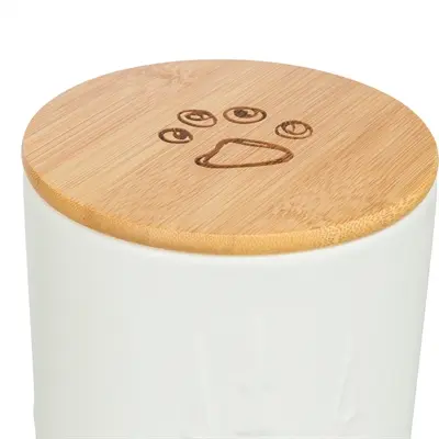 Trixie snackpot keramiek wit 13 x 13 x 19 cm – houten deksel - Afbeelding 4