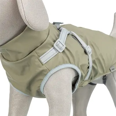 Trixie regenjas Pontis Rain met tuig olijfgroen 30 cm – waterdicht