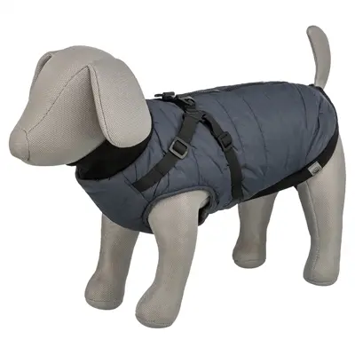 Trixie hondenjas Pontis met tuig blauw 27 cm – fleece voering
