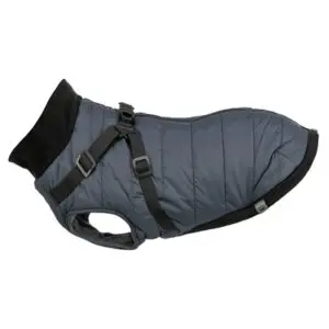 Trixie hondenjas Pontis met tuig blauw 33 cm – fleece voering - Afbeelding 1