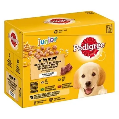 Pedigree Junior hondenvoer maaltijdzakjes in gelei 12 x 100 g – multipack