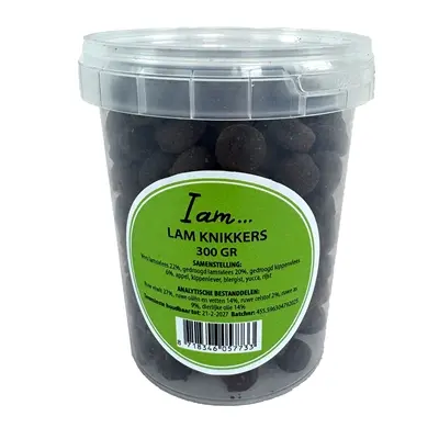 I Am hondensnack Lam Knikkers 300 g – met 22% vers lamsvlees