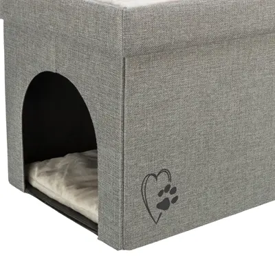 Trixie kattenhuis Kimy Soft twee verdiepingen lichtgrijs 76 x 37 x 72 cm - Afbeelding 4
