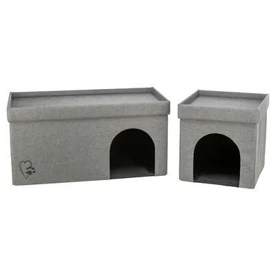 Trixie kattenhuis Kimy Soft twee verdiepingen lichtgrijs 76 x 37 x 72 cm