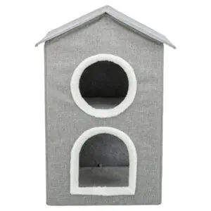 Trixie kattenhuis Nora Soft twee verdiepingen lichtgrijs 47 x 47 x 67 cm