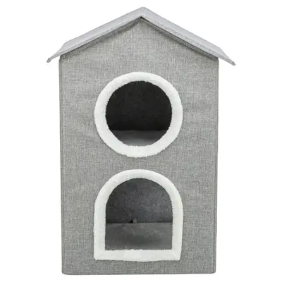 Trixie kattenhuis Nora Soft twee verdiepingen lichtgrijs 47 x 47 x 67 cm