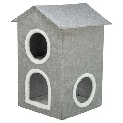 Trixie kattenhuis Nora Soft twee verdiepingen lichtgrijs 47 x 47 x 67 cm