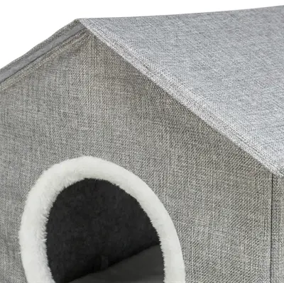 Trixie kattenhuis Nora Soft twee verdiepingen lichtgrijs 47 x 47 x 67 cm - Afbeelding 5