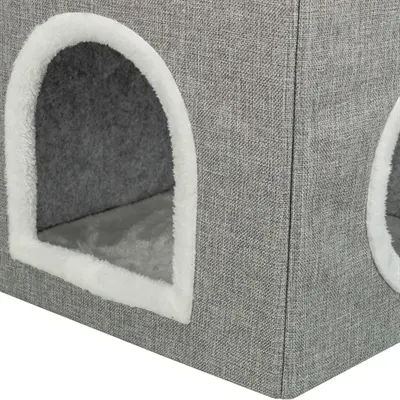 Trixie kattenhuis Nora Soft twee verdiepingen lichtgrijs 47 x 47 x 67 cm - Afbeelding 6