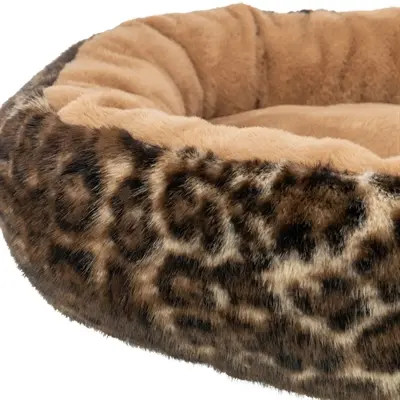 Trixie hondenmand Leo Soft rond bruin/panterprint 50 cm – pluche