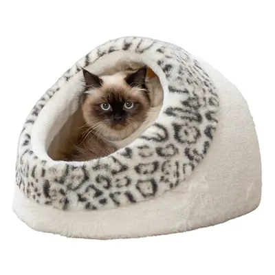 Trixie kattenmand iglo Leo Soft pluche crème/panterprint 35 x 41 x 26 cm
