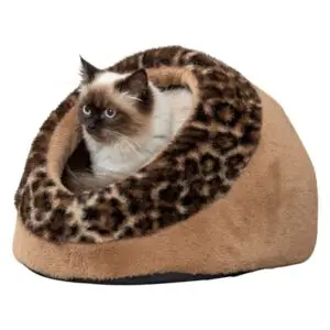 Trixie kattenmand iglo Leo Soft pluche bruin/panterprint 35 x 41 x 26 cm - Afbeelding 8