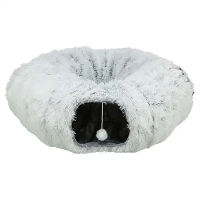 Trixie Harvey pluche speeltunnel/donut wit/grijs 160 x 25 cm