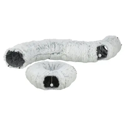 Trixie Harvey pluche speeltunnel/donut wit/grijs 160 x 25 cm