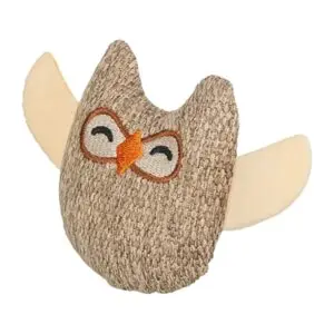 Trixie kattenspeeltje uil stof/pluche met kattenkruid beige 8 cm - Afbeelding 1