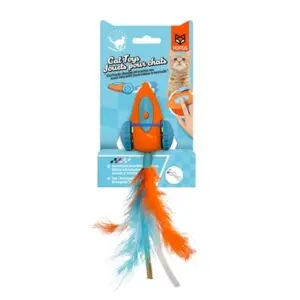 Fofos interactieve race wagen met veren 19 x 5 x 3 cm – kattenspeeltje - Afbeelding 1