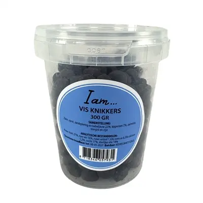 I Am hondensnack Vis Knikkers 300 g – knapperig, met zalm en kabeljauw