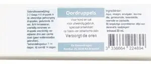 Dierendrogist oordruppels voor hond en kat 20 ml – etherische oliën - Afbeelding 1