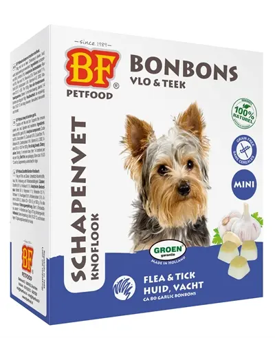 BF Petfood schapenvet bonbons Mini knoflook 80 stuks – voor honden