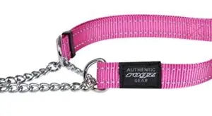 Rogz for Dogs Fanbelt halfslip halsband roze 20 mm – maat L, 37-56 cm - Afbeelding 1