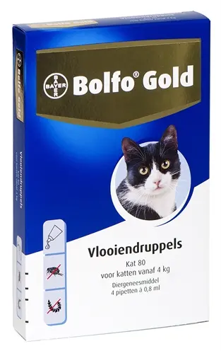 Bolfo Gold vlooiendruppels kat 80 – per pipet, voor katten vanaf 4 kg