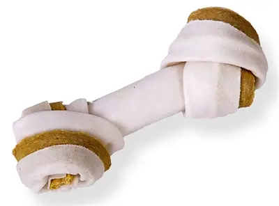 Petsnack duoknoop semi-moist kip 5 inch (13 cm) – buffelhuid, 5 stuks