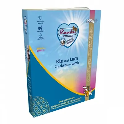 Renske puppyvoer vers vlees kip en lam 10 x 395 g - Afbeelding 4