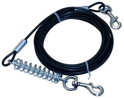 Petgear aanleglijn Tie Out Cable 4,7 m – staal, met schokabsorberende veer