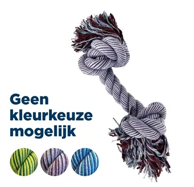Happy Pet Flossin Fun 2 knoop flostouw L 40 cm – assorti kleuren