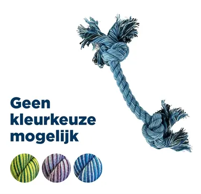 Happy Pet Flossin Fun 2 knoop flostouw M 38 cm – assorti kleuren