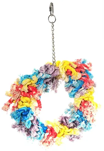 Happy Pet papegaaienspeelgoed Flossin Ring 28 x 23 x 8 cm – staal en touw