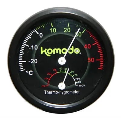 Komodo thermometer en hygrometer analoog ø 8 cm – zwart