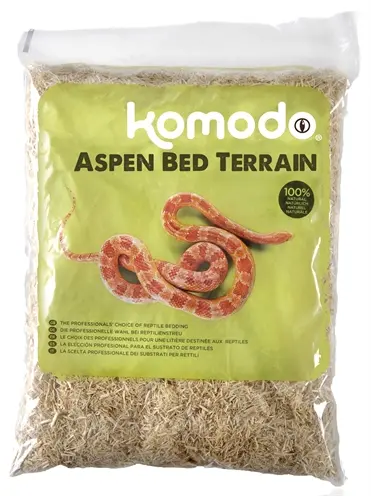 Komodo aspen bodembedekking 12 liter – absorberend en stofvrij voor slangen