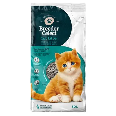 BreederCelect kattenbakvulling gerecycled papier 30 liter – absorberend