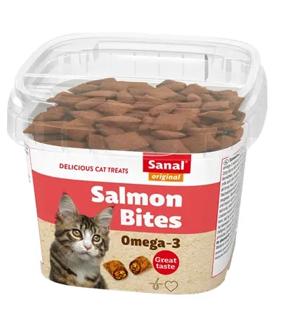 Sanal kattensnoepjes zalm 75 g – gisthartjes met zalmvulling