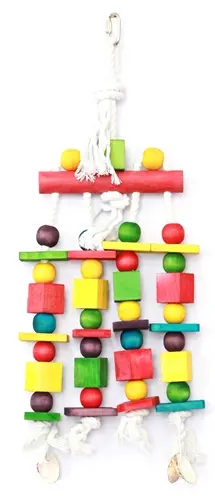 Happy Pet papegaaienspeelgoed Block N Beads 45 x 16 cm – kleurrijk