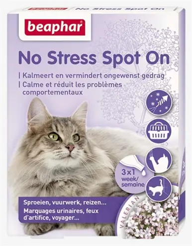 Beaphar No Stress spot-on kat 3 pipetten – druppels met valeriaanextract