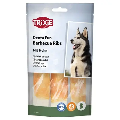 Trixie Denta Fun BBQ Ribs 12 cm 90 g – kauwsnack van runderhuid en kip - Afbeelding 4