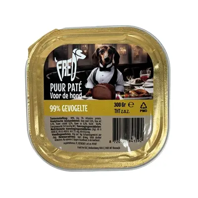 Freds hondenpaté puur gevogelte 9 x 300 g – graanvrij, 99% vlees - Afbeelding 4