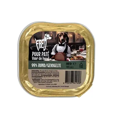 Freds hondenpaté puur rund en gevogelte 9 x 300 g – graanvrij - Afbeelding 4