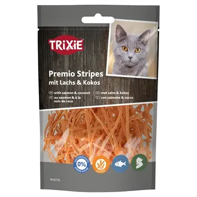 Trixie Premio Stripes zalm en kokos 50 g – kattensnack